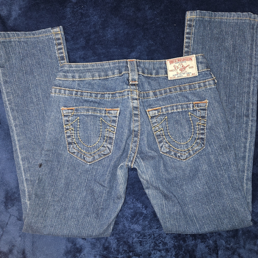 ⭐️True Religion Women's Classic Blue Straight Leg Jeans SZ 25⭐️